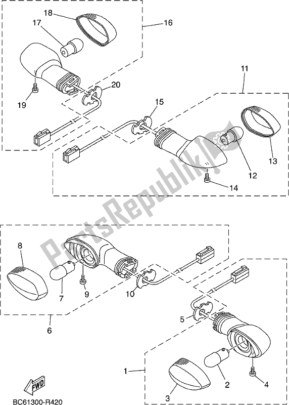 Toutes les pièces pour le Lumière Clignotante du Yamaha MTT 660 LA Tracer 900 2017