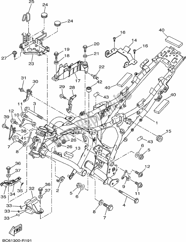 All parts for the Frame of the Yamaha MTT 660 LA Tracer 900 2017