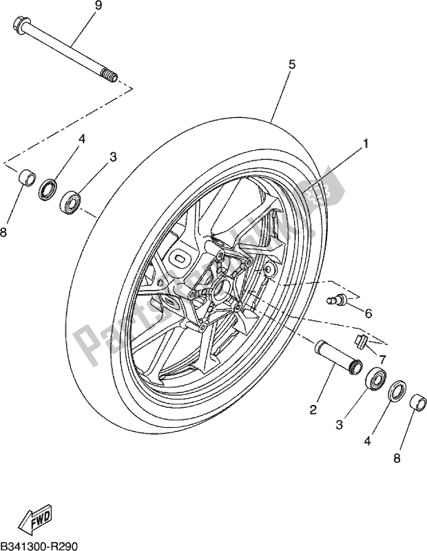 Tutte le parti per il Ruota Anteriore del Yamaha MTT 660 LA Tracer 900 2017