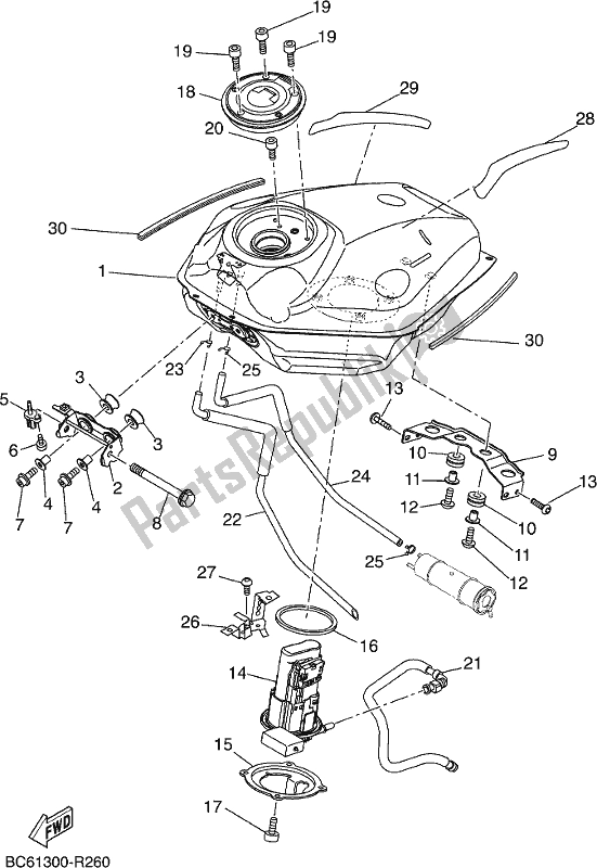 Tutte le parti per il Serbatoio Di Carburante del Yamaha MTT 660 LA Tracer 900 2017