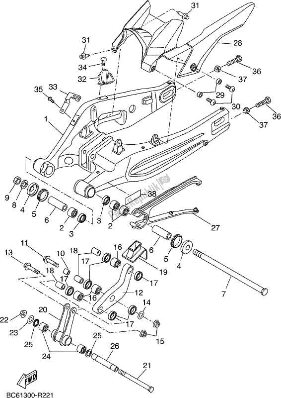 Toutes les pièces pour le Bras Arrière du Yamaha MTT 660 LA Tracer 900 2017