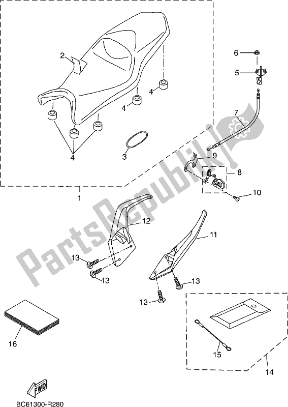 All parts for the Seat of the Yamaha MTT 660 LA Tracer 900 2017