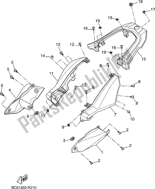 All parts for the Side Cover of the Yamaha MTT 660 LA Tracer 900 2017