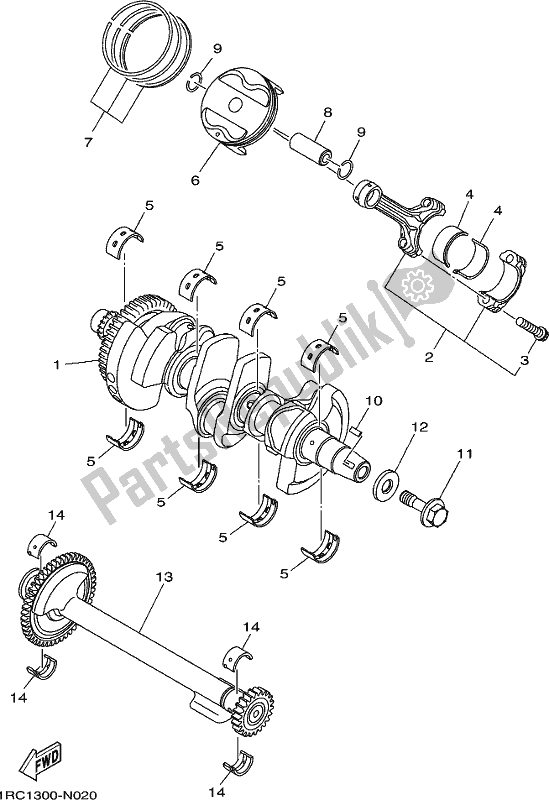 Toutes les pièces pour le Vilebrequin Et Piston du Yamaha MTT 850 2019