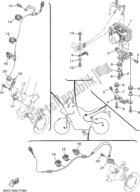 All parts for the Electrical 3 of the Yamaha MTT 850 2019