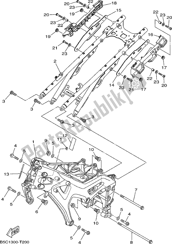 All parts for the Frame of the Yamaha MTT 850 2019