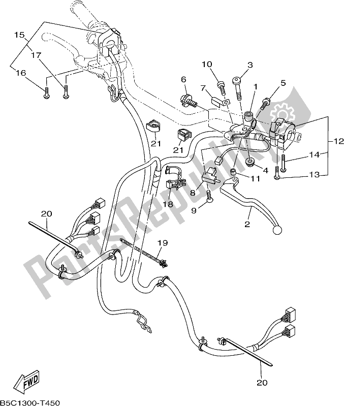 All parts for the Handle Switch & Lever of the Yamaha MTT 850 2019