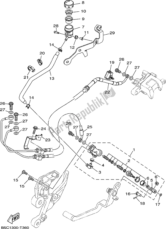 Todas las partes para Cilindro Maestro Trasero de Yamaha MTT 850 2019