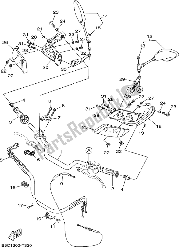 Todas las partes para Manija De Dirección Y Cable de Yamaha MTT 850 2019