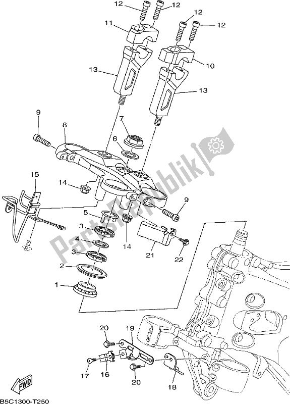 All parts for the Steering of the Yamaha MTT 850 2019