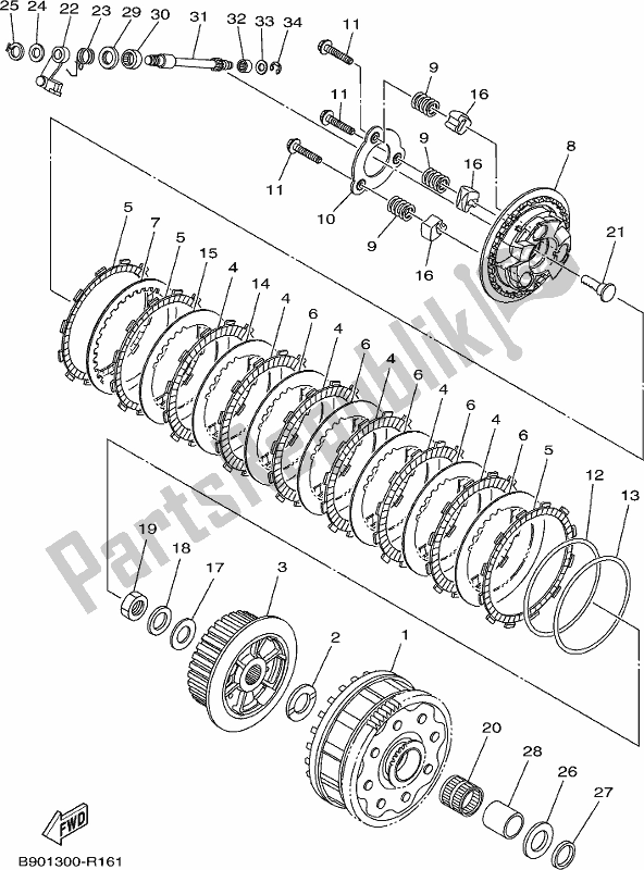 Toutes les pièces pour le Embrayage du Yamaha MTT 850D 2019