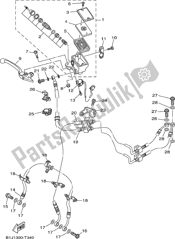 Todas as partes de Cilindro Mestre Dianteiro do Yamaha MTT 850D 2019