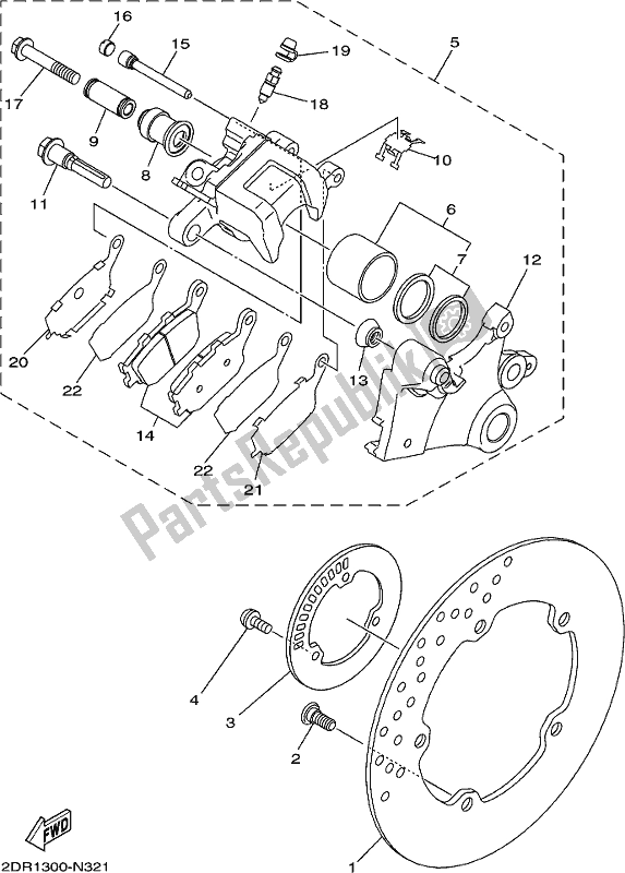 Tutte le parti per il Pinza Freno Posteriore del Yamaha MTT 850D 2019