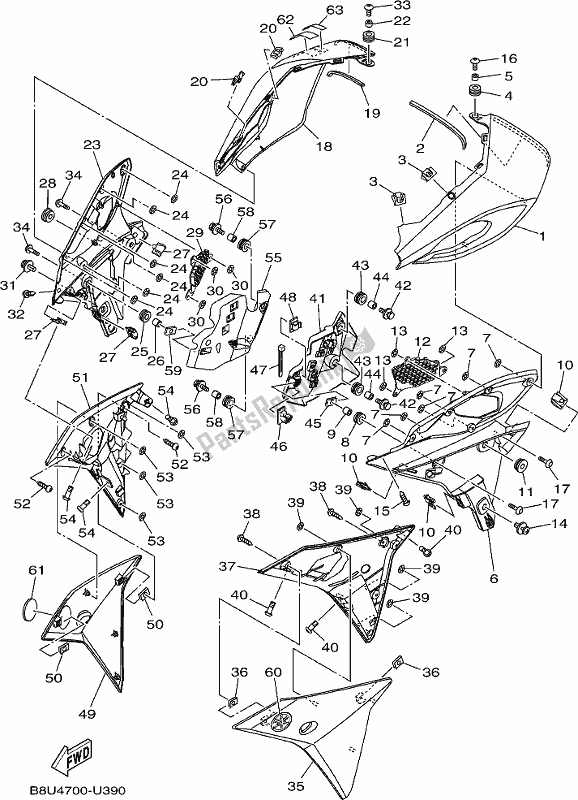 Todas las partes para Cubierta de Yamaha MTT 850P 2019