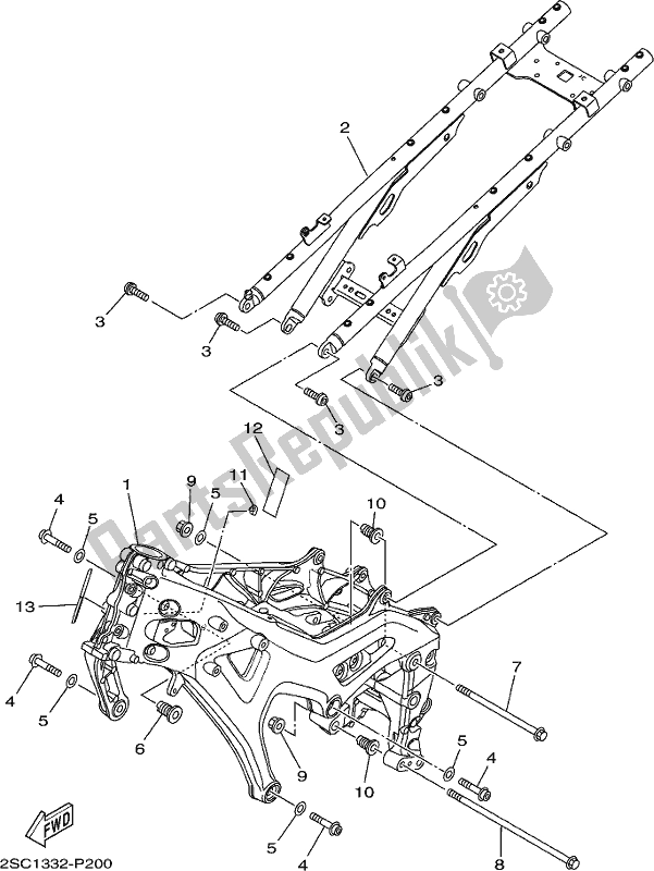 Alle onderdelen voor de Kader van de Yamaha MTT 850P 2019