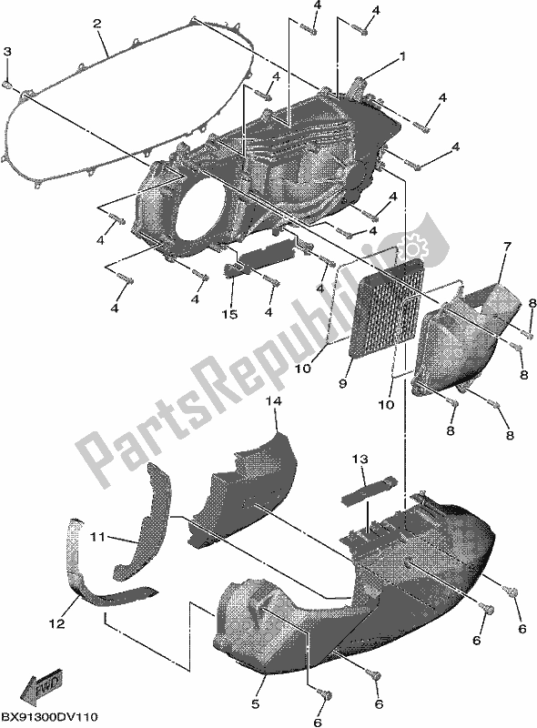 All parts for the Crankcase Cover 1 of the Yamaha MWD 300 2020