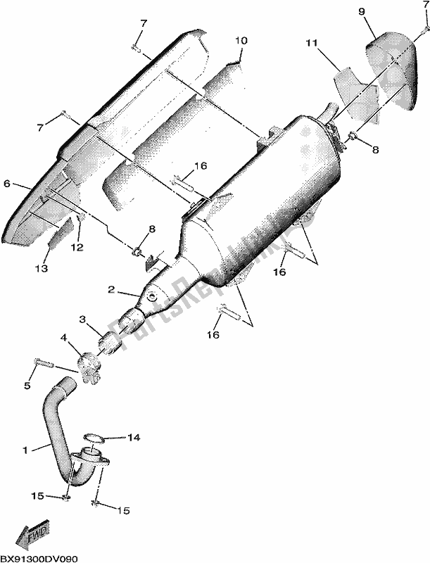 Tutte le parti per il Scarico del Yamaha MWD 300 2020