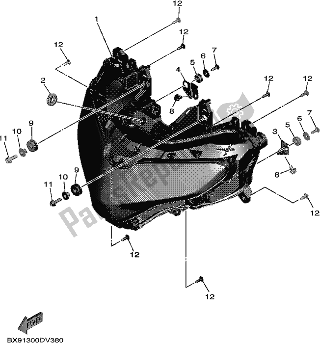 All parts for the Headlight of the Yamaha MWD 300 2020