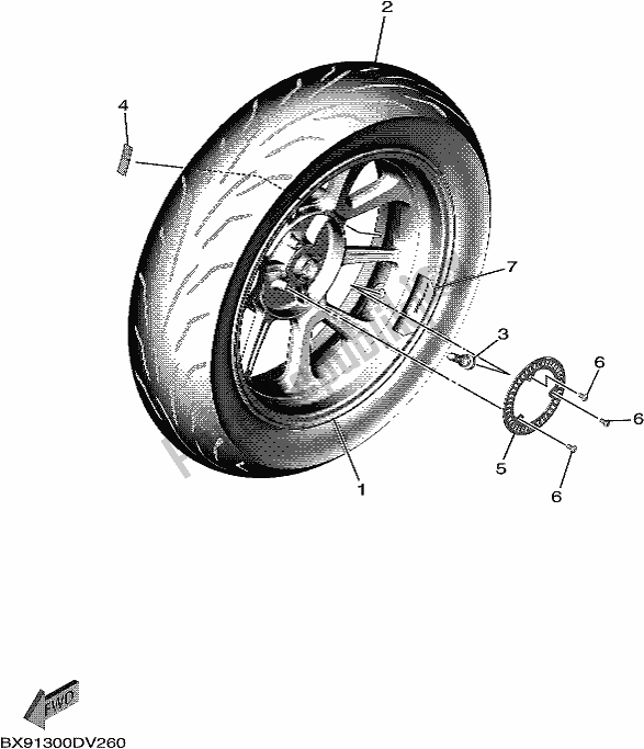 Todas las partes para Rueda Trasera de Yamaha MWD 300 2020