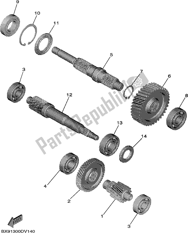 Todas las partes para Transmisión de Yamaha MWD 300 2020