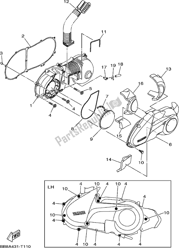 Toutes les pièces pour le Couvercle De Carter 1 du Yamaha MWS 150A 2019