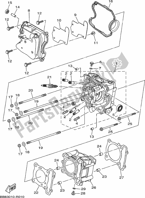 Wszystkie części do G? Owica Cylindra Yamaha MWS 150A 2019