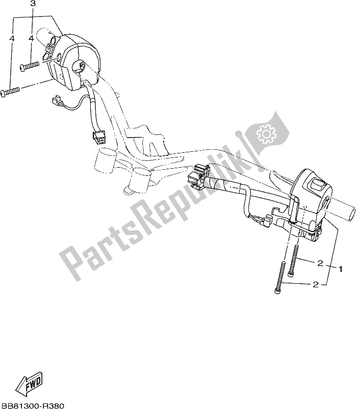 Todas as partes de Manípulo Interruptor E Alavanca do Yamaha MWS 150A 2019