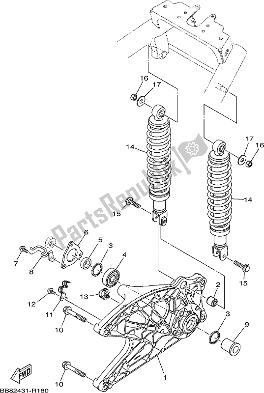 Todas las partes para Brazo Trasero Y Suspensión de Yamaha MWS 150A 2019