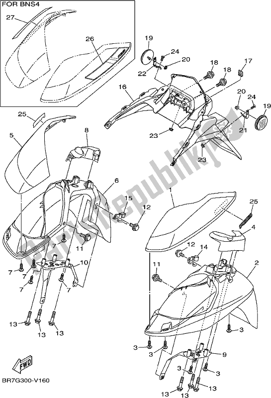 All parts for the Fender of the Yamaha MWS 150A 2020