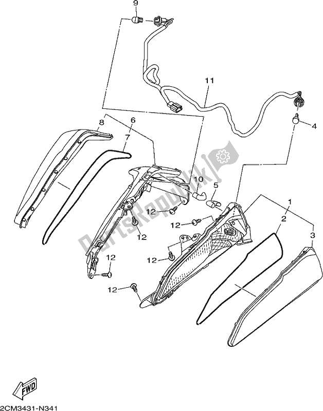 All parts for the Flasher Light of the Yamaha MWS 150A 2020