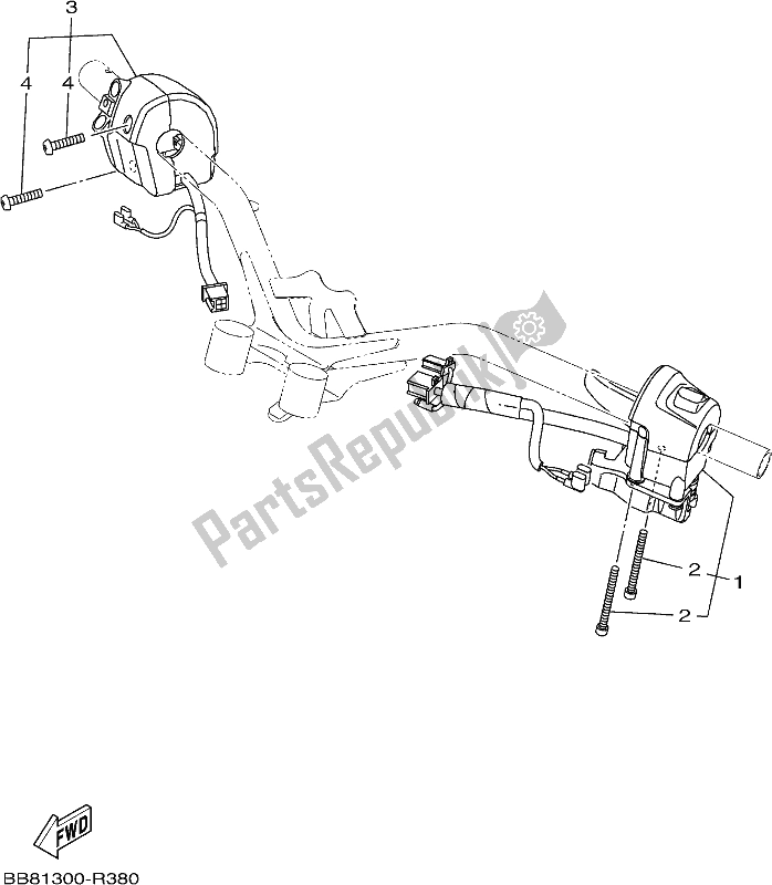 Todas as partes de Manípulo Interruptor E Alavanca do Yamaha MWS 150A 2020