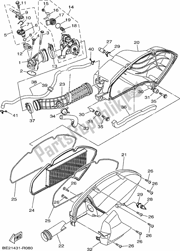 Todas as partes de Ingestão do Yamaha MWS 150A 2020