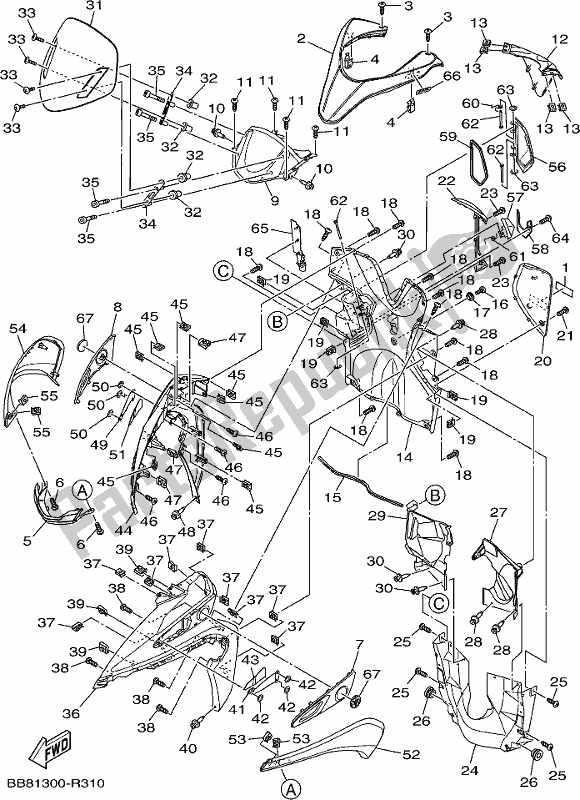 Todas las partes para Escudo De Pierna de Yamaha MWS 150A 2020