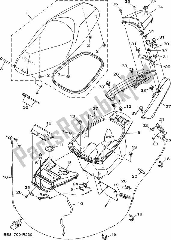 Tutte le parti per il Posto A Sedere del Yamaha MWS 150A 2020