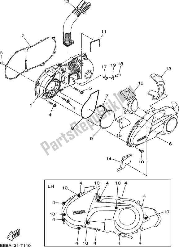 Todas las partes para Tapa Del Cárter 1 de Yamaha MWS 150 AJ NZ Only 2018