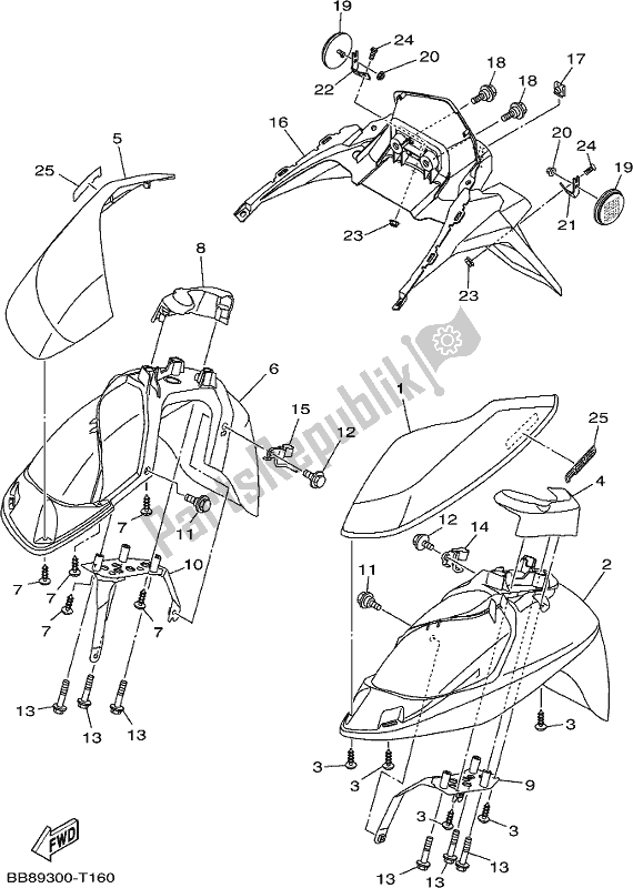 All parts for the Fender of the Yamaha MWS 150 AJ NZ Only 2018