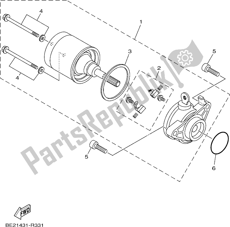 All parts for the Starting Motor of the Yamaha MWS 150 AJ NZ Only 2018