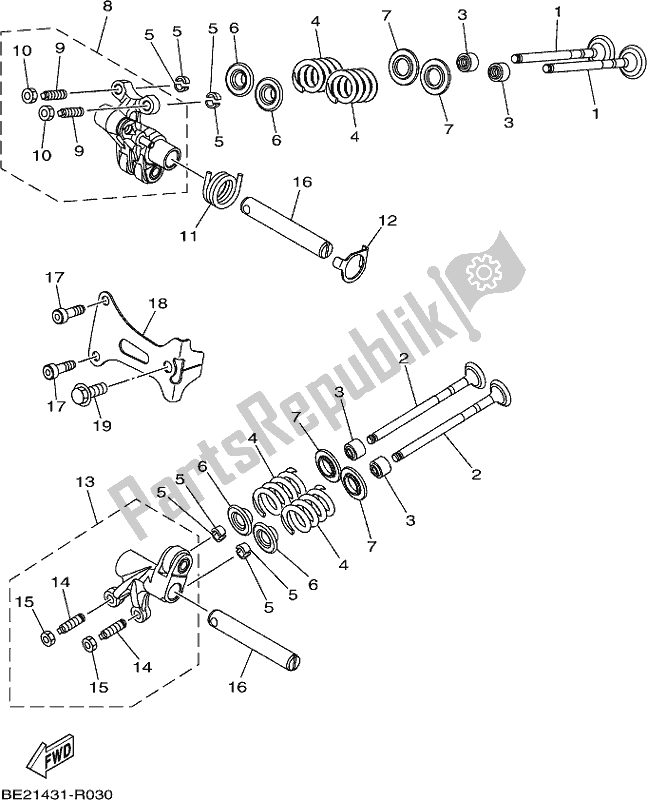 All parts for the Valve of the Yamaha MWS 150 AJ NZ Only 2018