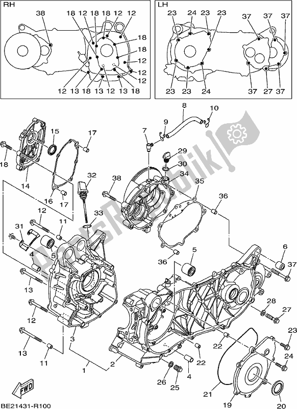 All parts for the Crankcase of the Yamaha MWS 150 AM NEW Zealand 2021