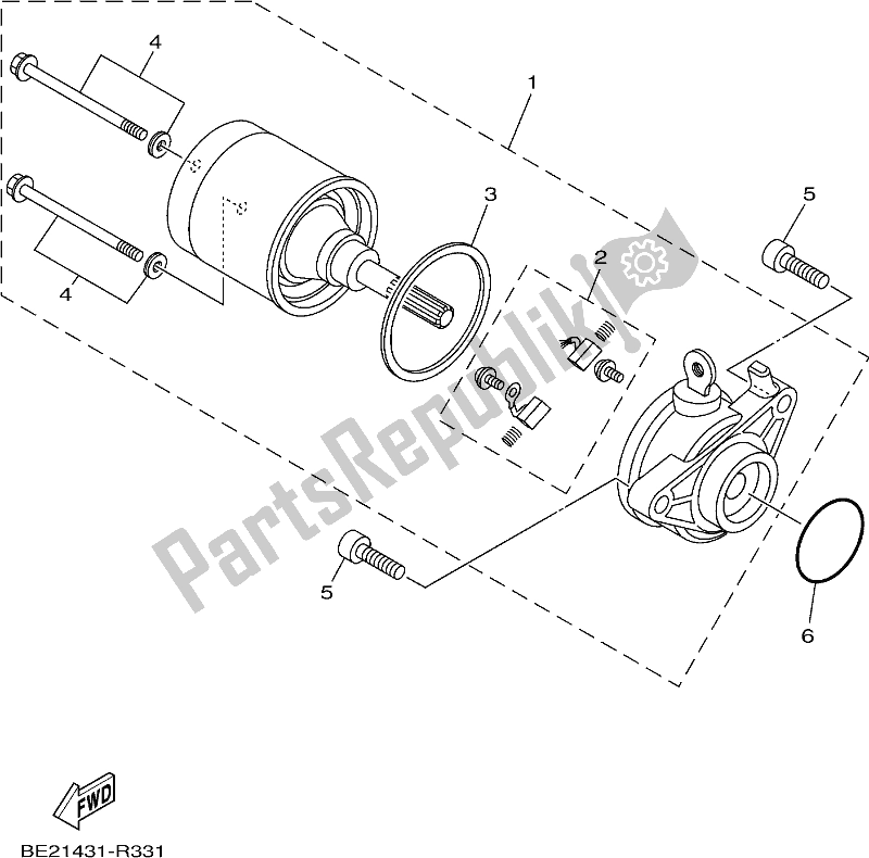 All parts for the Starting Motor of the Yamaha MWS 150 AM NEW Zealand 2021
