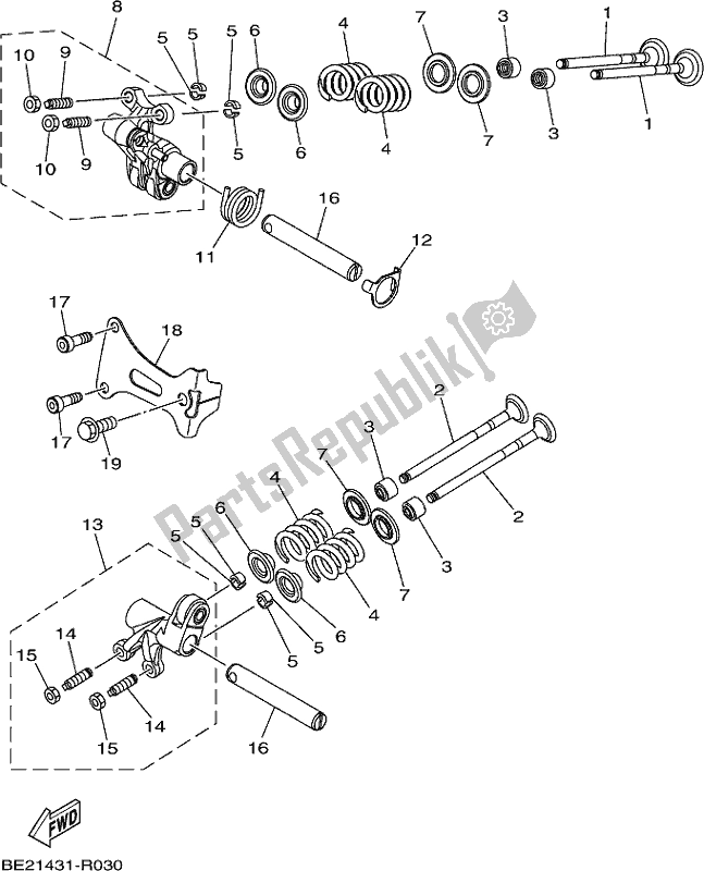 All parts for the Valve of the Yamaha MWS 150 AM NEW Zealand 2021