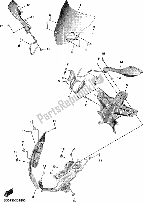 Toutes les pièces pour le Capot 1 du Yamaha MXT 850 2018