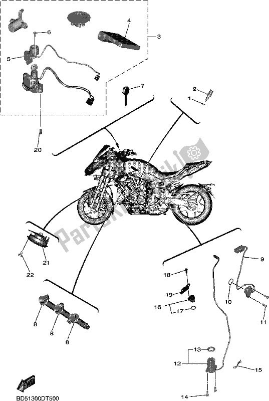 Tutte le parti per il Elettrico 2 del Yamaha MXT 850 2018