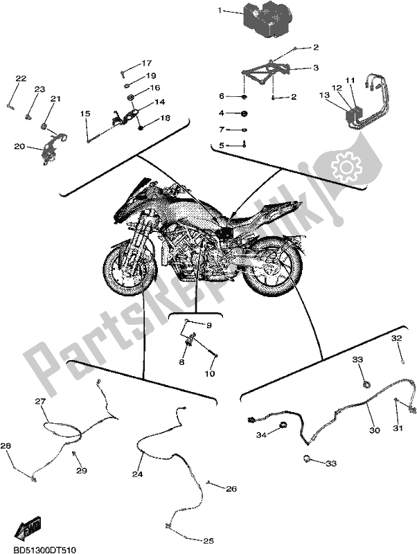 Todas las partes para Eléctrico 3 de Yamaha MXT 850 2018