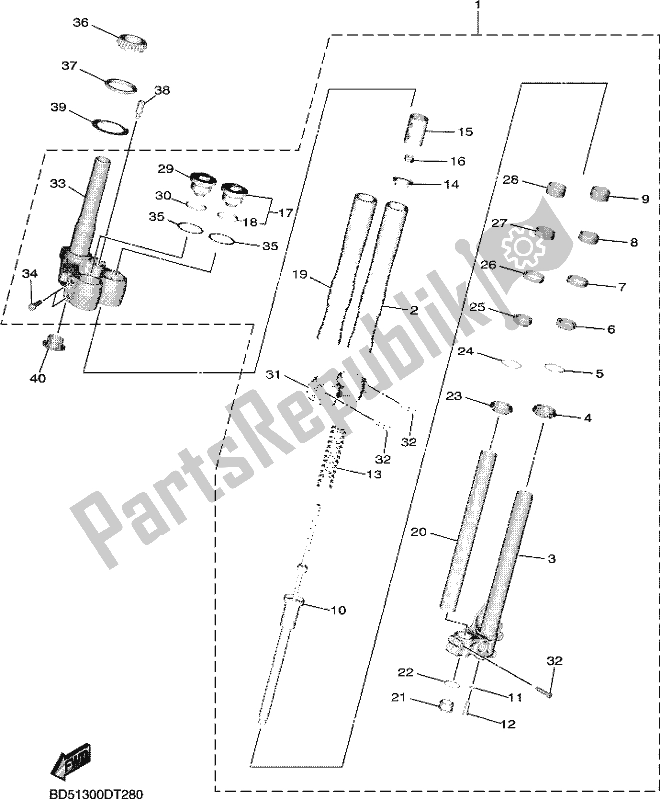 Tutte le parti per il Forcella Anteriore 1 del Yamaha MXT 850 2018