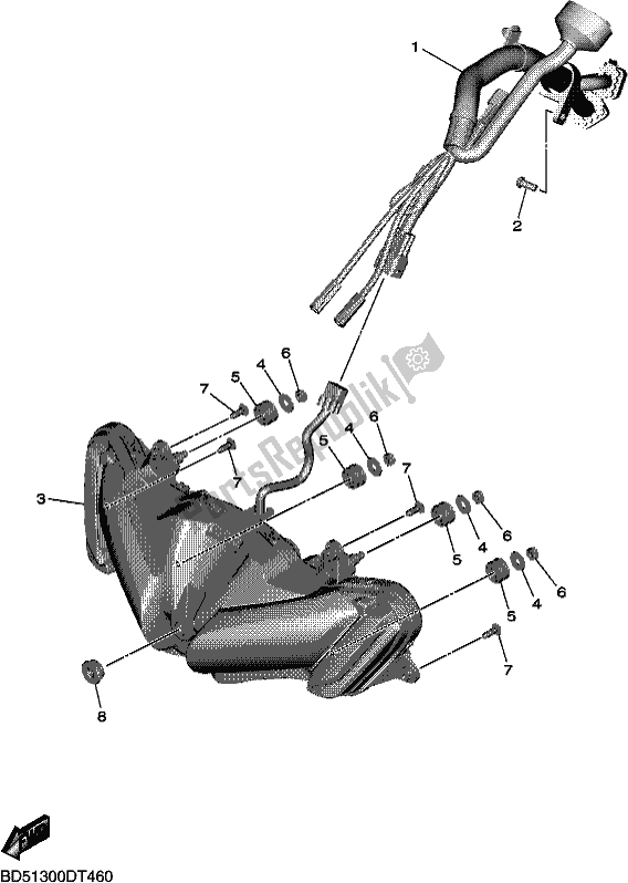 Toutes les pièces pour le Phare du Yamaha MXT 850 2018