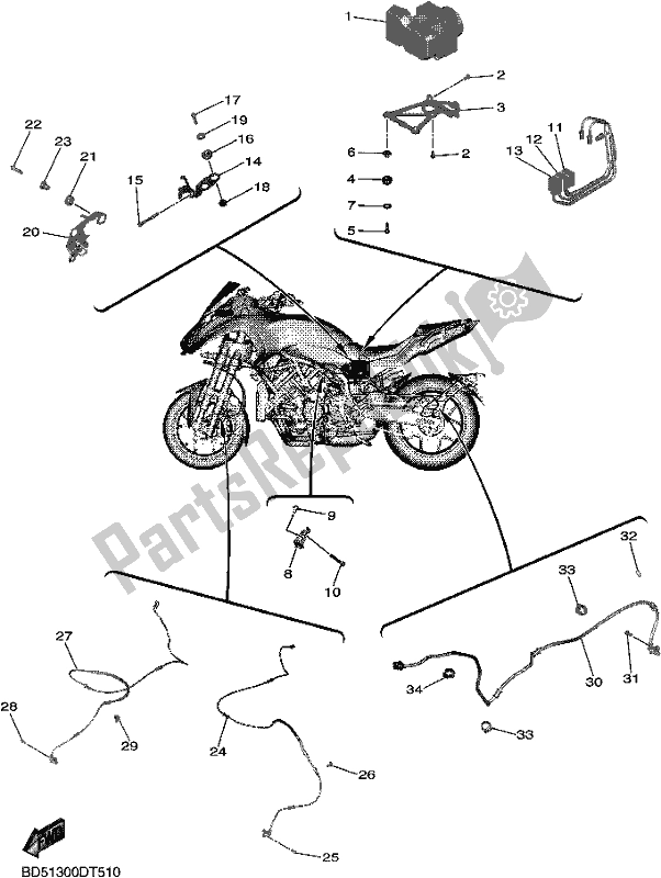 All parts for the Electrical 3 of the Yamaha MXT 850 2019