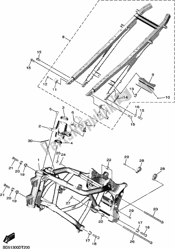 All parts for the Frame of the Yamaha MXT 850 2019