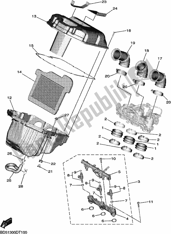 Wszystkie części do Wlot 2 Yamaha MXT 850 2019