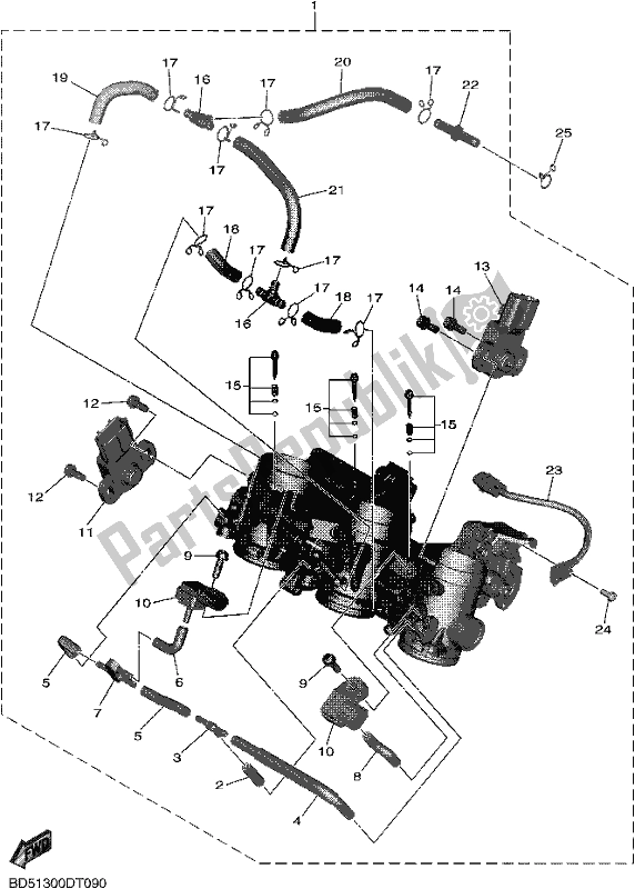 All parts for the Intake of the Yamaha MXT 850 2019